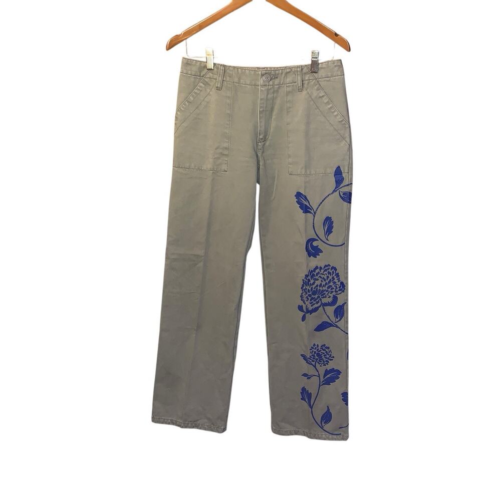 Y2k Tommy Hilfiger Jeans Low Rise Khakis w/ Screenprint Flowers Size 4